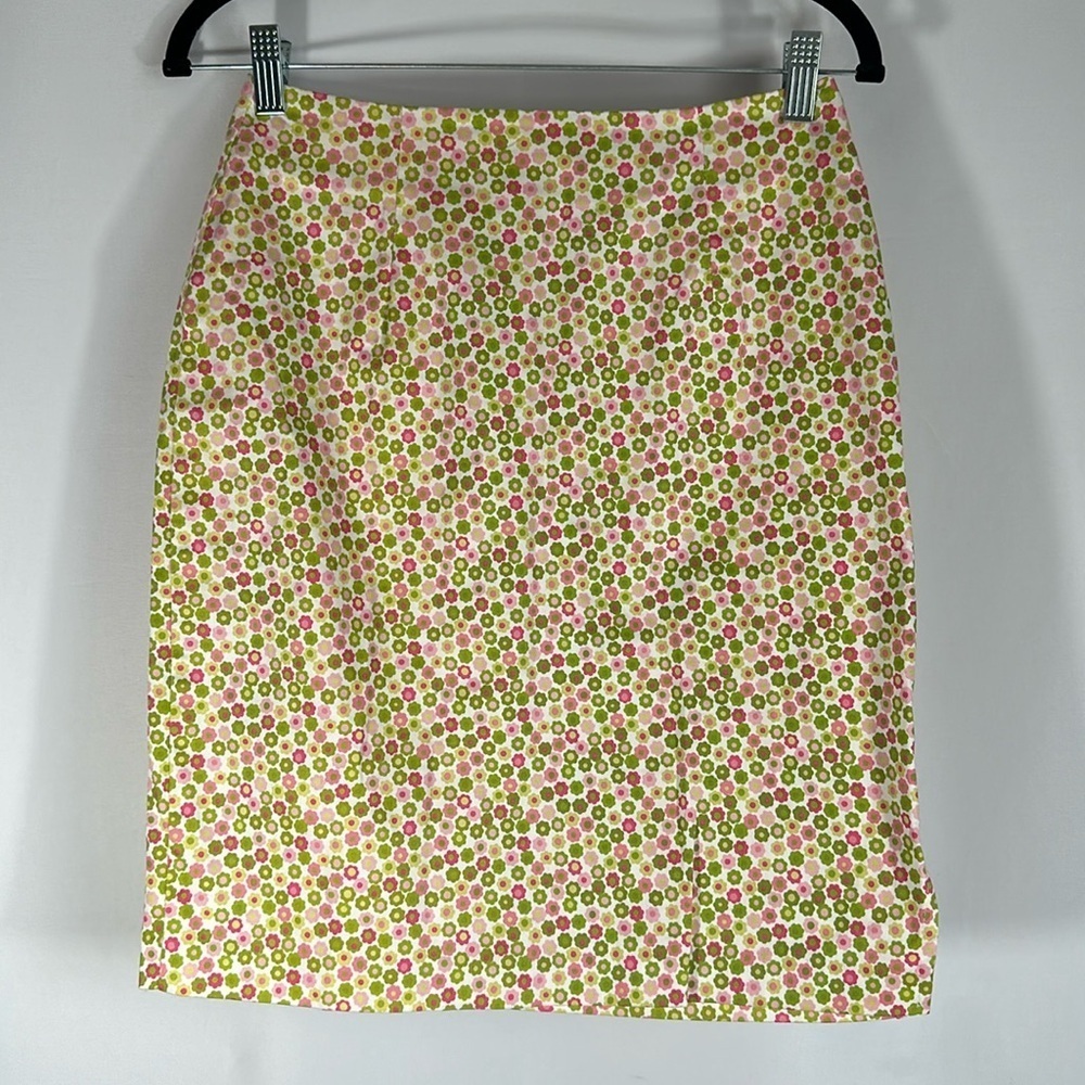 Annie Alexander Bright Green & Pink Floral Pencil Skirt Vintage Size 4 - Picture 8 of 9